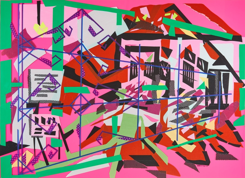 吳芊頤個展「如詩的光景 」作品：《遺跡之地 I》，複合媒材 (壓克力板、和紙PE)，110x80 cm，2018